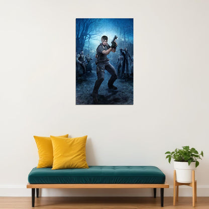 Resident Evil 4 Action Video Game Leon S. Kennedy Poster Wall Art Print Home Wall Decor