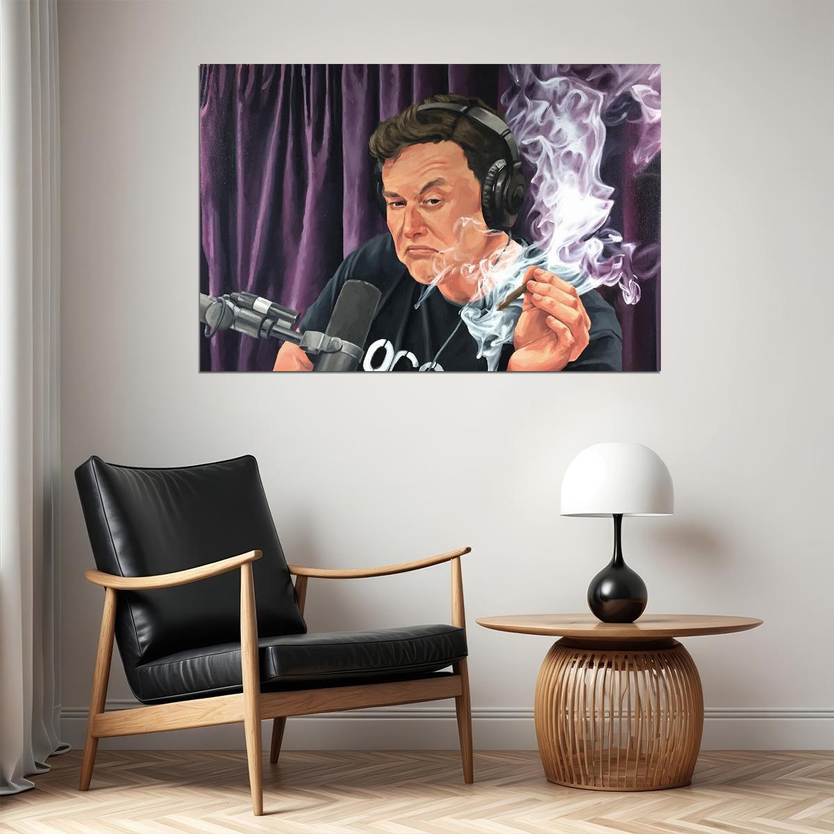 Elon Musk Smoking Weed Technology Entrepreneur Poster Wall Art Print Home Wall Decor