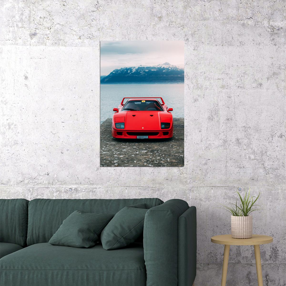 Ferrari F40 Sports Car Luxury Car Racing Car Poster Wall Art Print Home Wall Decor