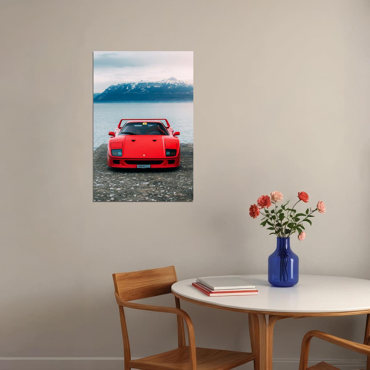 Ferrari F40 Sports Car Luxury Car Racing Car Poster Wall Art Print Home Wall Decor