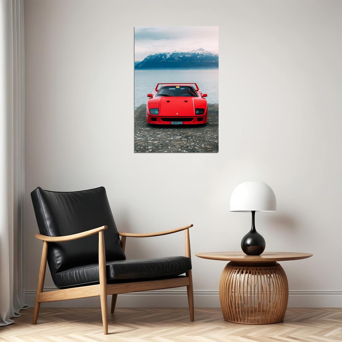 Ferrari F40 Sports Car Luxury Car Racing Car Poster Wall Art Print Home Wall Decor