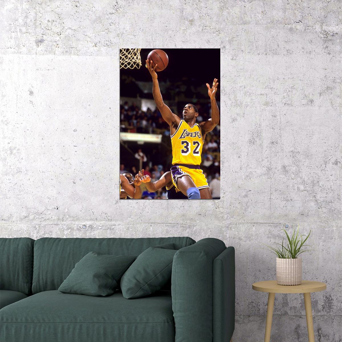 Magic Johnson American Basketball Match Poster Wall Art Print Home Wall Decor