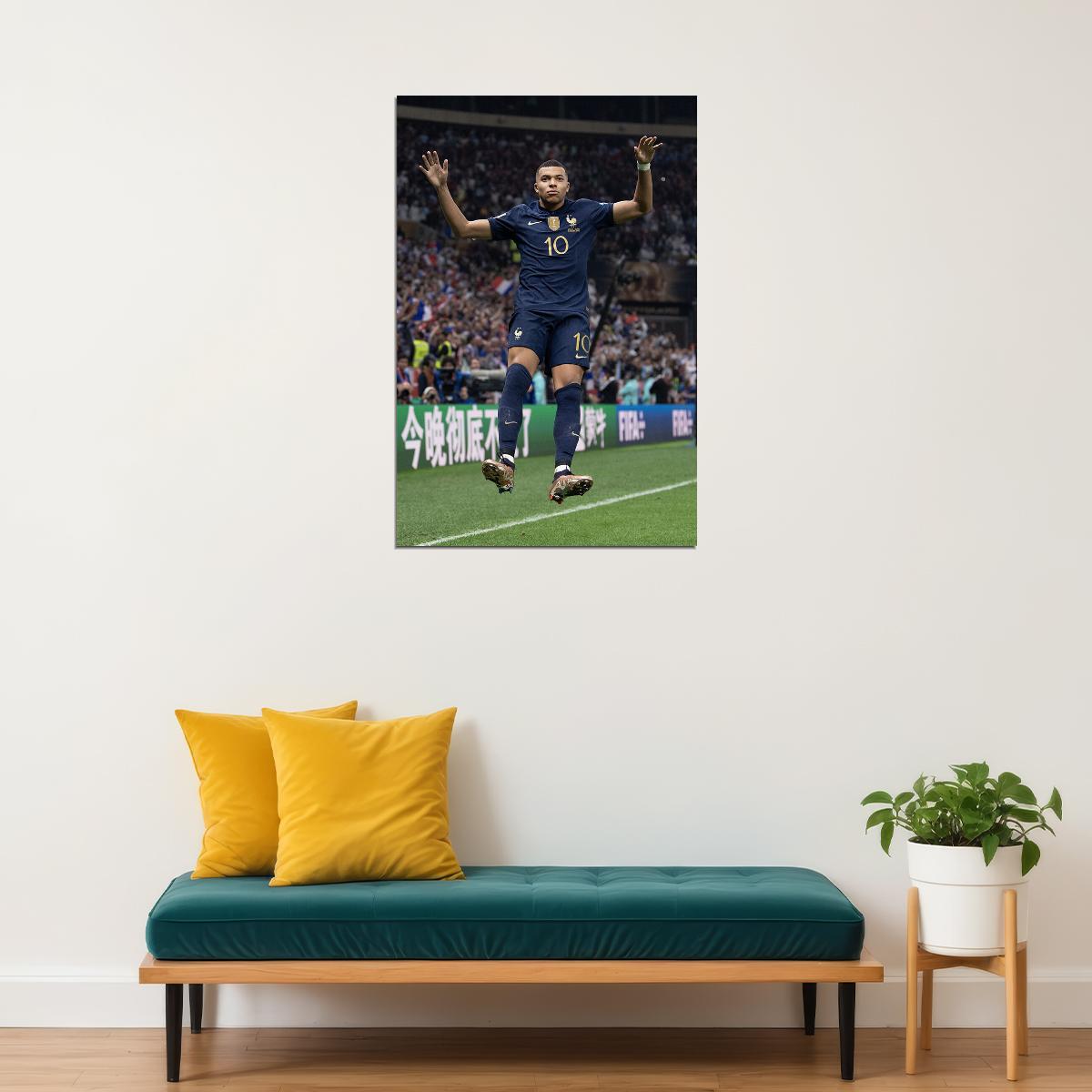 Mbappe Goal Celebration France Football World Soccer Fans Poster Wall Art Print Home Wall Decor - xonomax