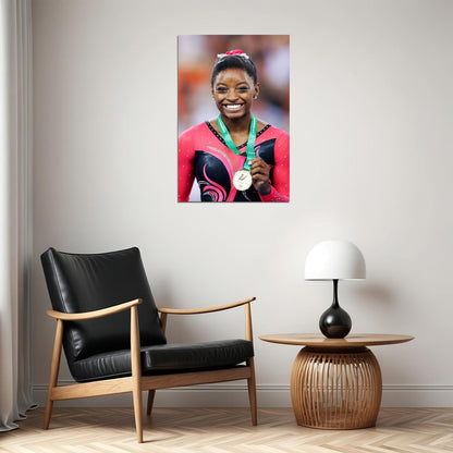 Simone Biles Famous Gymnastics Athlete Medal Poster Wall Art Print Home Wall Decor