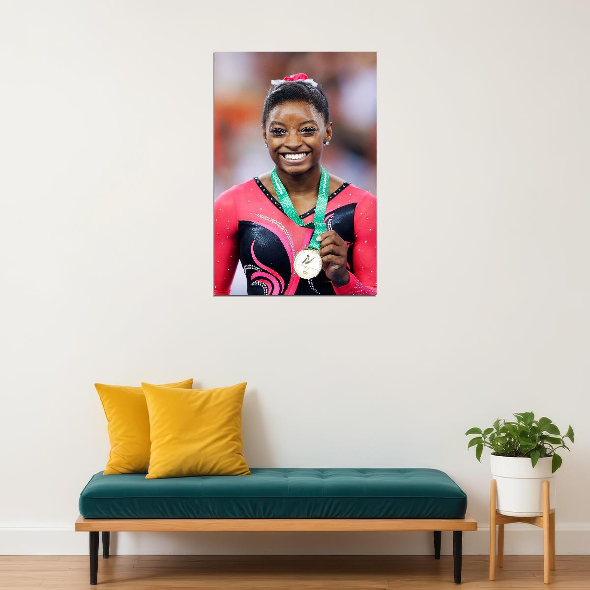 Simone Biles Famous Gymnastics Athlete Medal Poster Wall Art Print Home Wall Decor