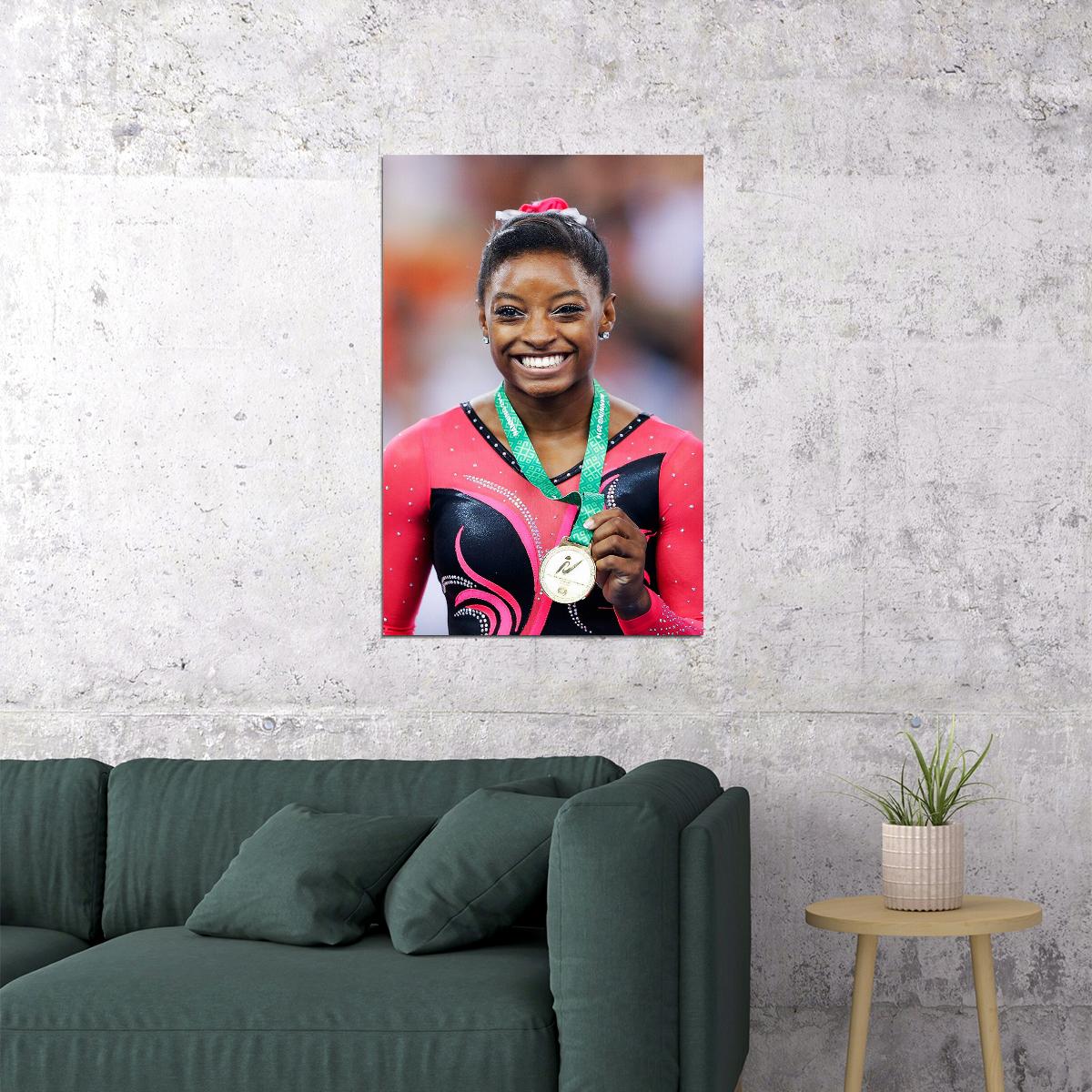 Simone Biles Famous Gymnastics Athlete Medal Poster Wall Art Print Home Wall Decor