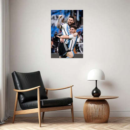 Lionel Messi Julian Alvarez Goal Celebration Argentina Poster Wall Art Print Home Wall Decor