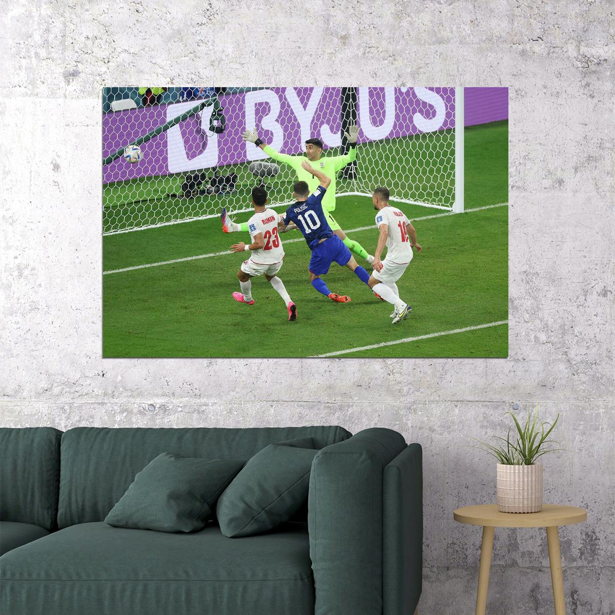 Christian Pulisic Goal United States World Cup Poster Wall Art Print Home Wall Decor