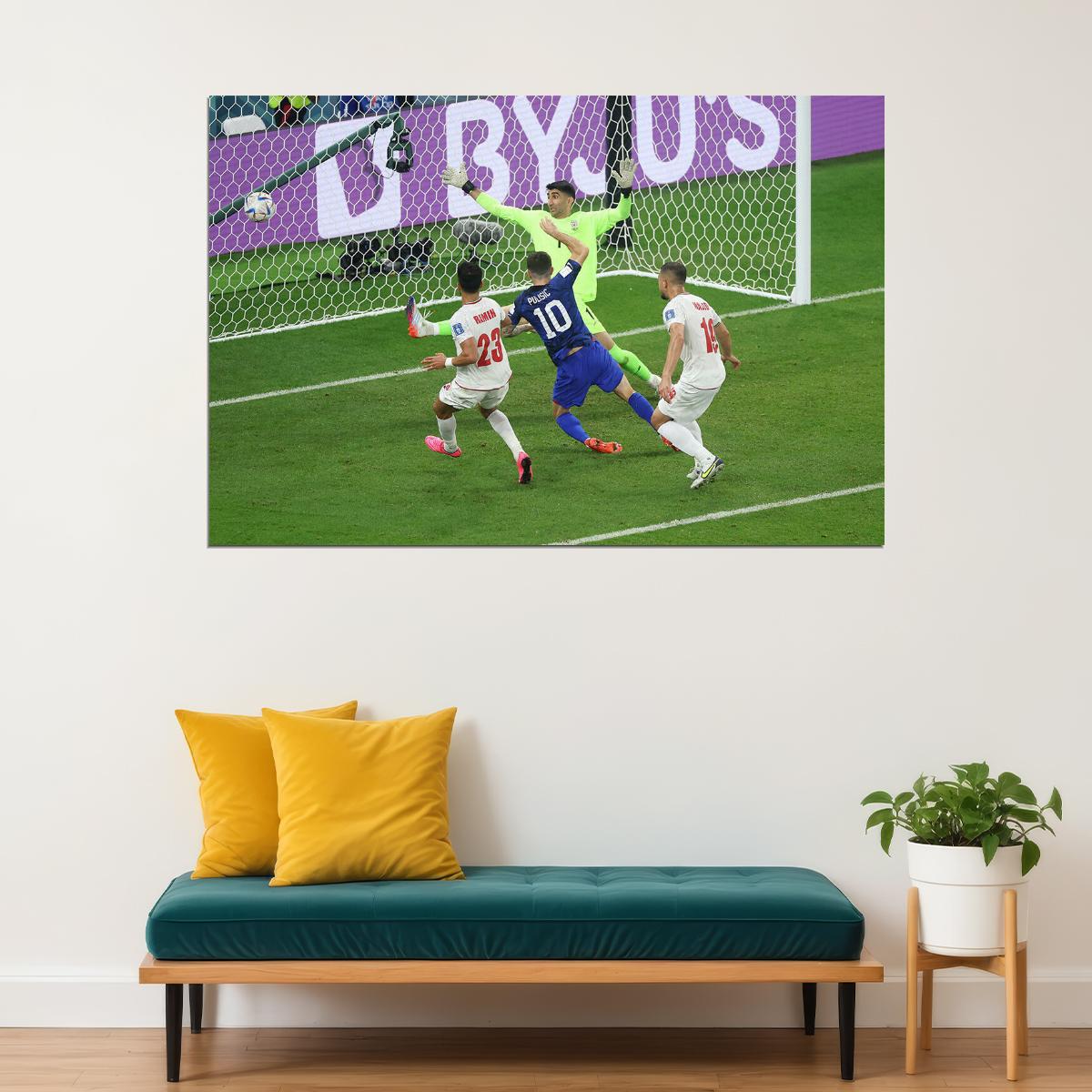 Christian Pulisic Goal United States World Cup Poster Wall Art Print Home Wall Decor