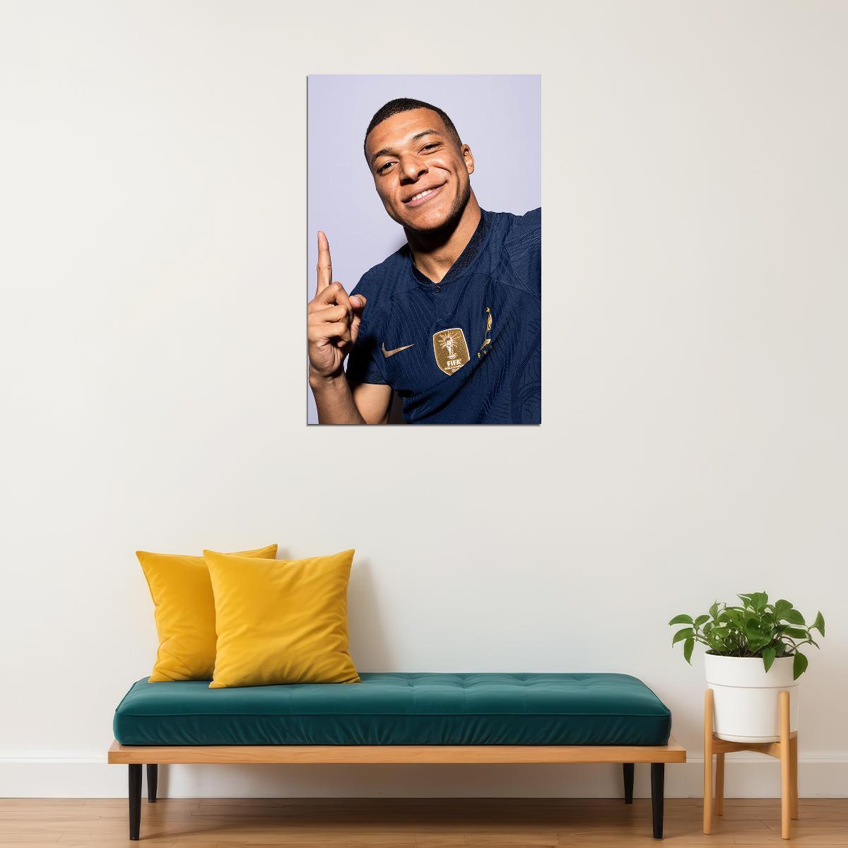 Kylian Mbappe France World Soccer Fans 2022 Poster Wall Art Print Home Wall Decor