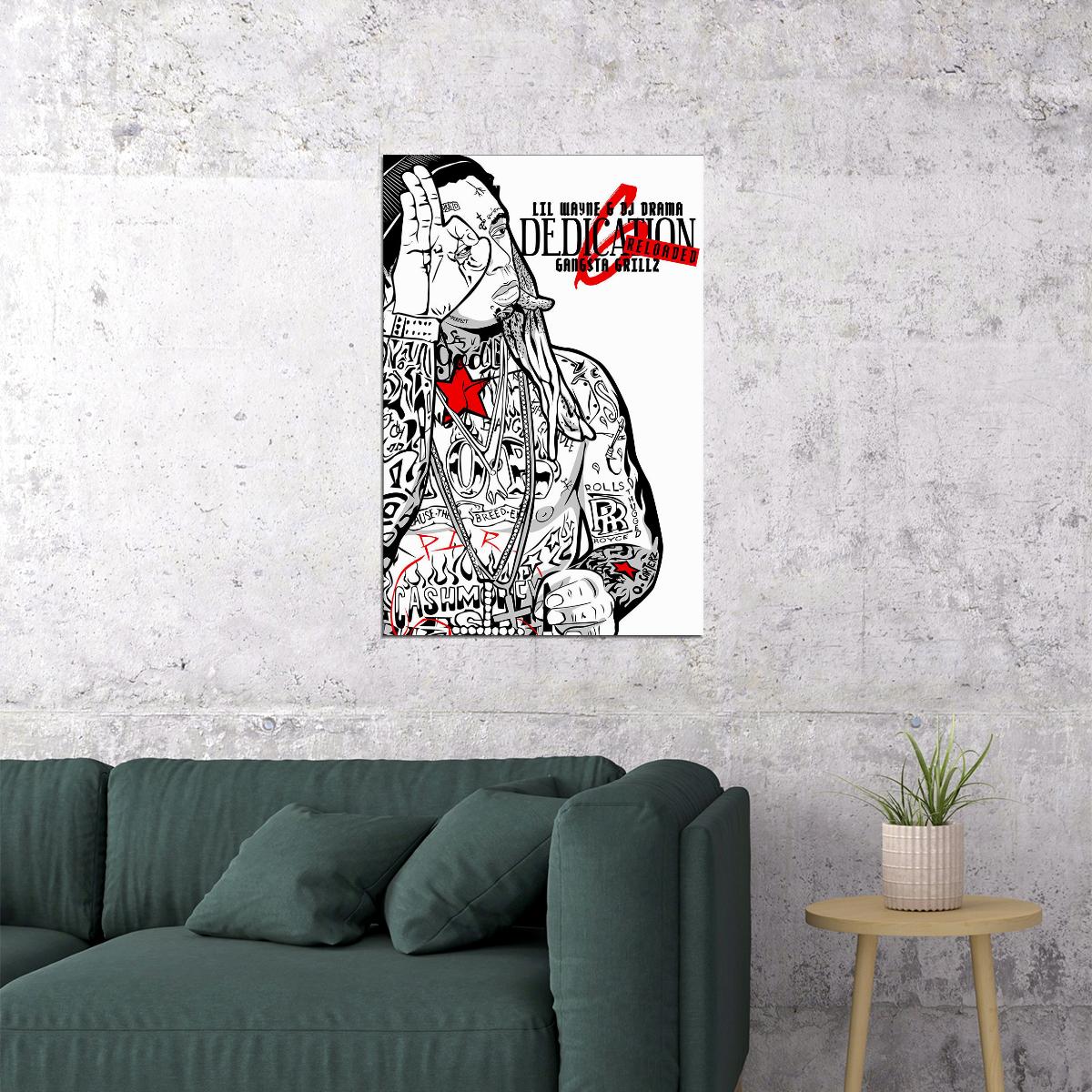 Poster - Lil Wayne Dedication 6 Reloaded Mixtape Rap Album Singer