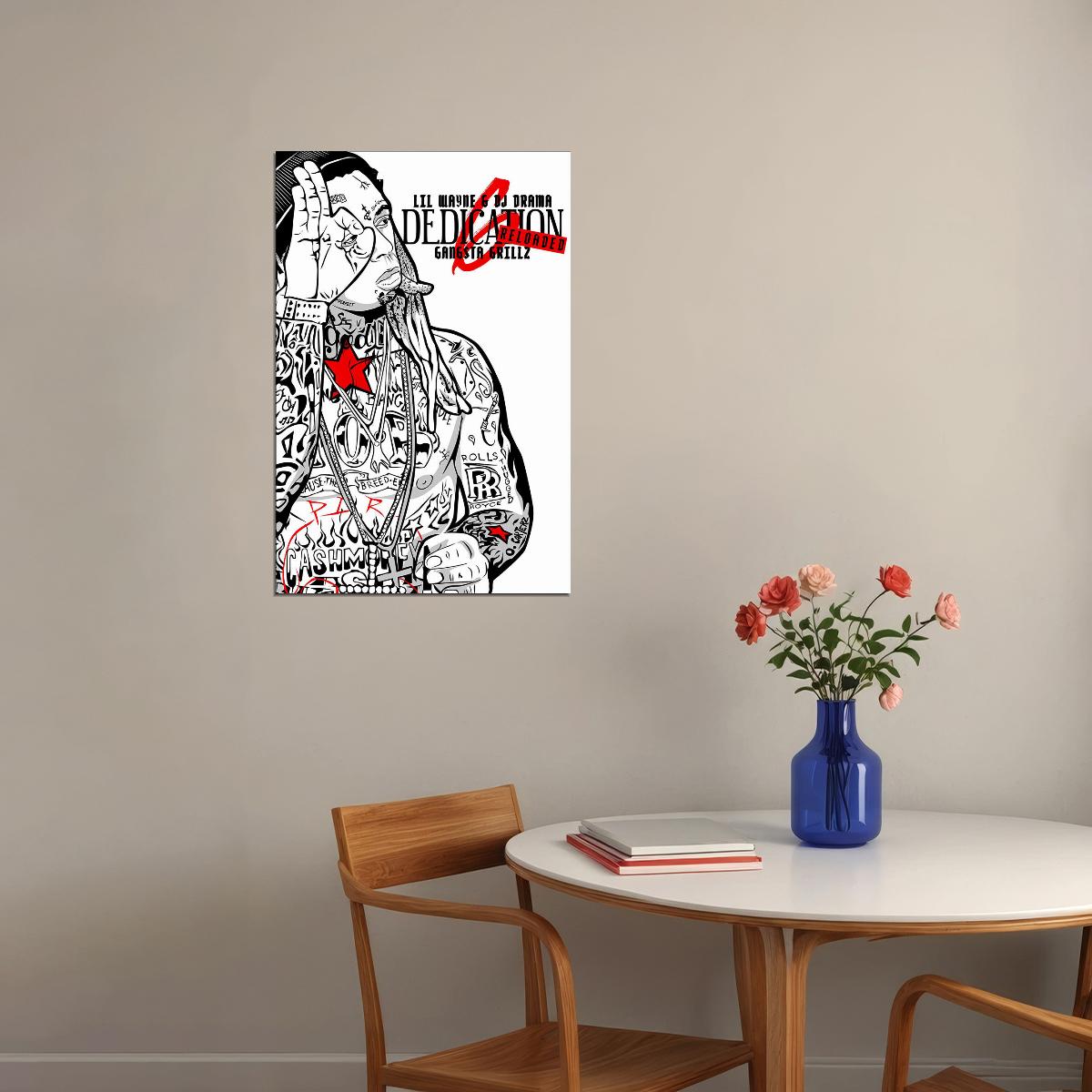 Poster - Lil Wayne Dedication 6 Reloaded Mixtape Rap Album Singer