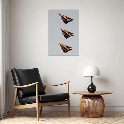 Three F-14 Tomcats Flying In Formation Poster Wall Art Print Home Wall Decor