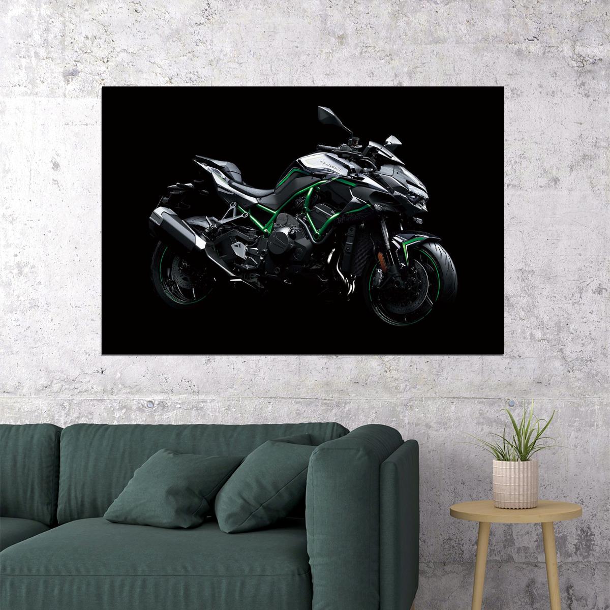 Kawasaki Z H2 Superbike Racing Motorcycle Poster Wall Art Print Home Wall Decor