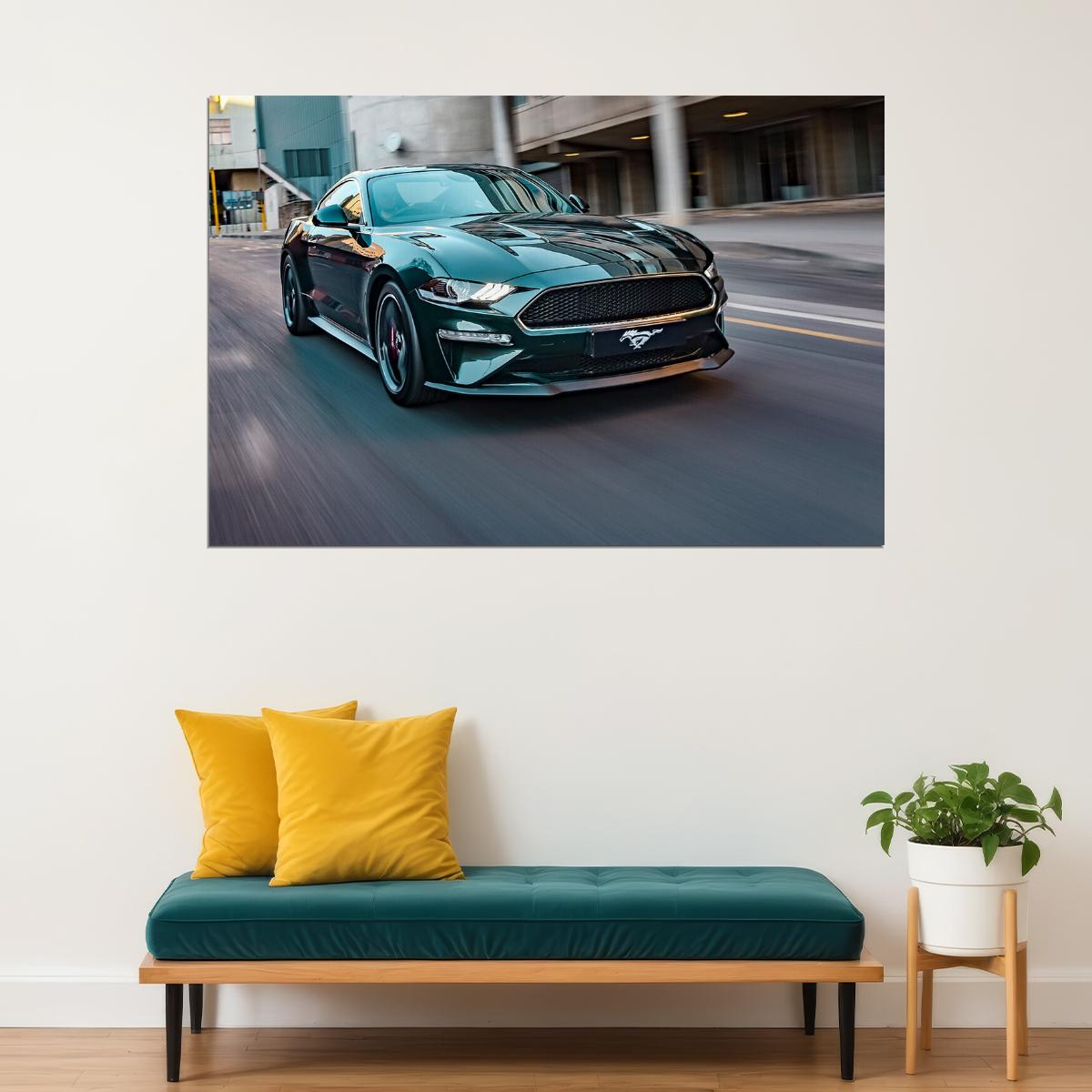 Ford Mustang Bullitt Sports Car Luxury Car Poster Wall Art Print Home Wall Decor