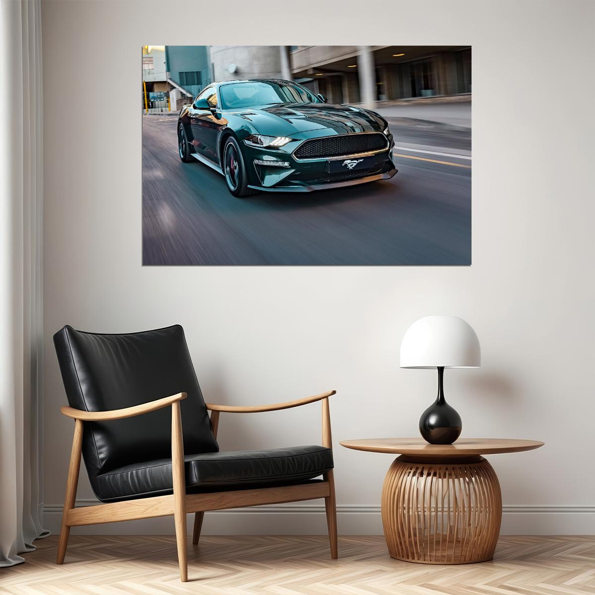 Ford Mustang Bullitt Sports Car Luxury Car Poster Wall Art Print Home Wall Decor