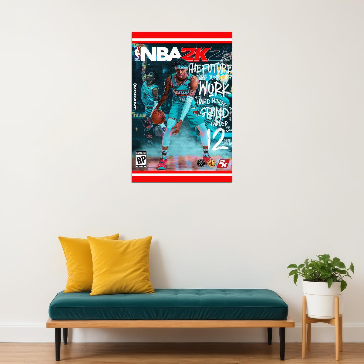 Ja Morant Memphis American Basketball Player Poster Wall Art Print Home Wall Decor