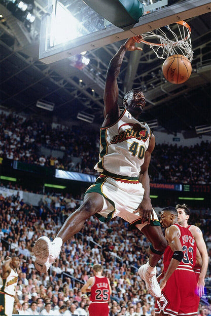 Dunk Block Star Shawn Kemp Usa Basketball Poster Wall Art Print Home Wall Decor