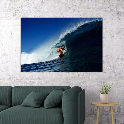 Giant Wave Girl Sea Surfing Sports Surf Riding Poster Wall Art Print Home Wall Decor