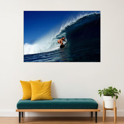 Giant Wave Girl Sea Surfing Sports Surf Riding Poster Wall Art Print Home Wall Decor