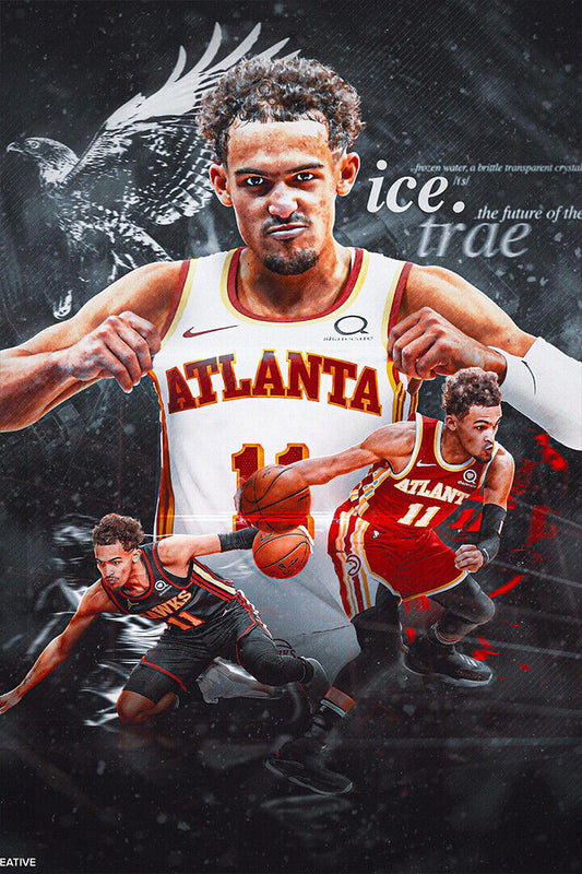 Trae Young Atlanta Hawks 3 Point Basketball Poster Wall Art Print Home Wall Decor