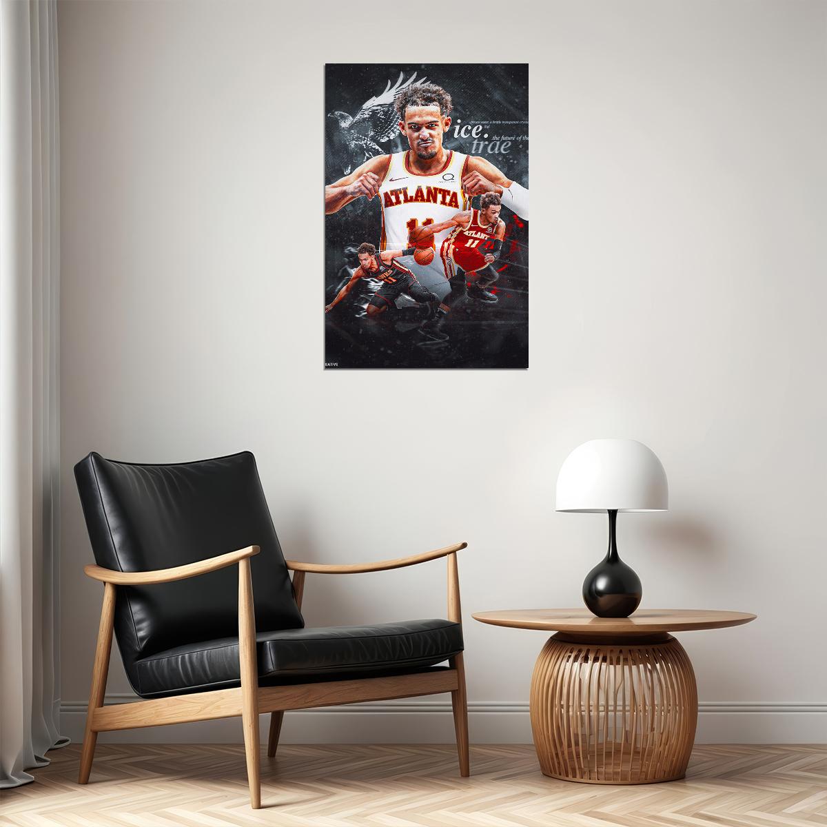 Trae Young Atlanta Hawks 3 Point Basketball Poster Wall Art Print Home Wall Decor