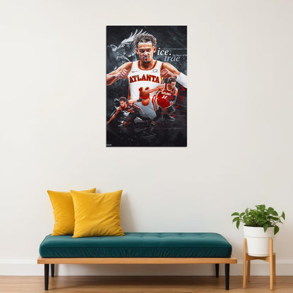 Trae Young Atlanta Hawks 3 Point Basketball Poster Wall Art Print Home Wall Decor