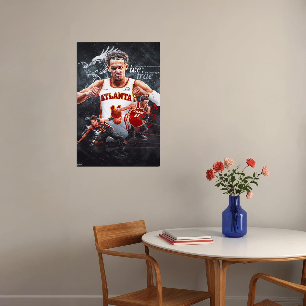 Trae Young Atlanta Hawks 3 Point Basketball Poster Wall Art Print Home Wall Decor