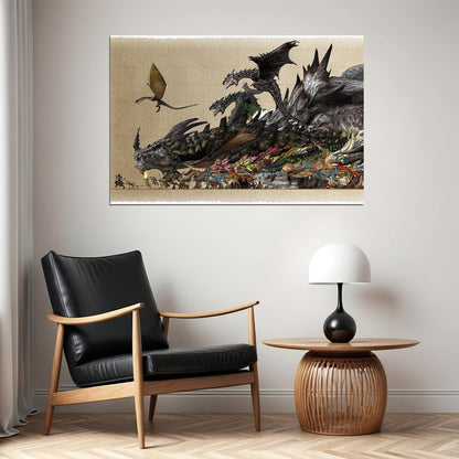 Monster Hunter Moster Fight Video Game Poster Wall Art Print Home Wall Decor