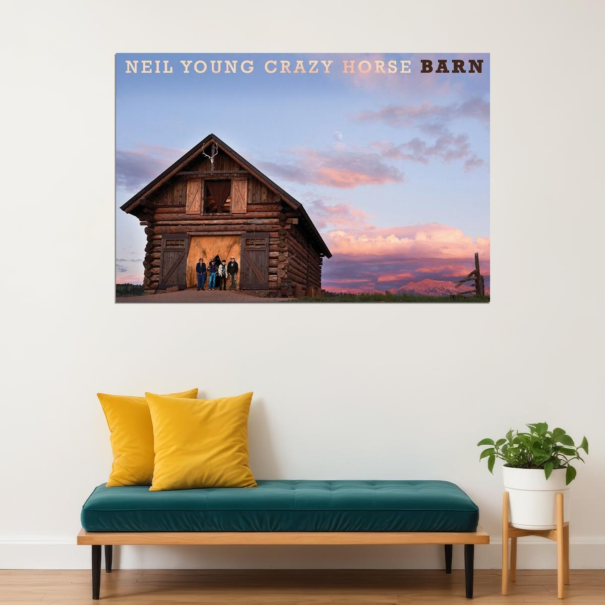Neil Young Barn Music Album Cover Songwriter Poster Wall Art Print Home Wall Decor - xonomax
