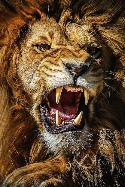 Lion Roar Dangerous Nature Untamed Cat Poster Wall Art Print Home Wall Decor - xonomax