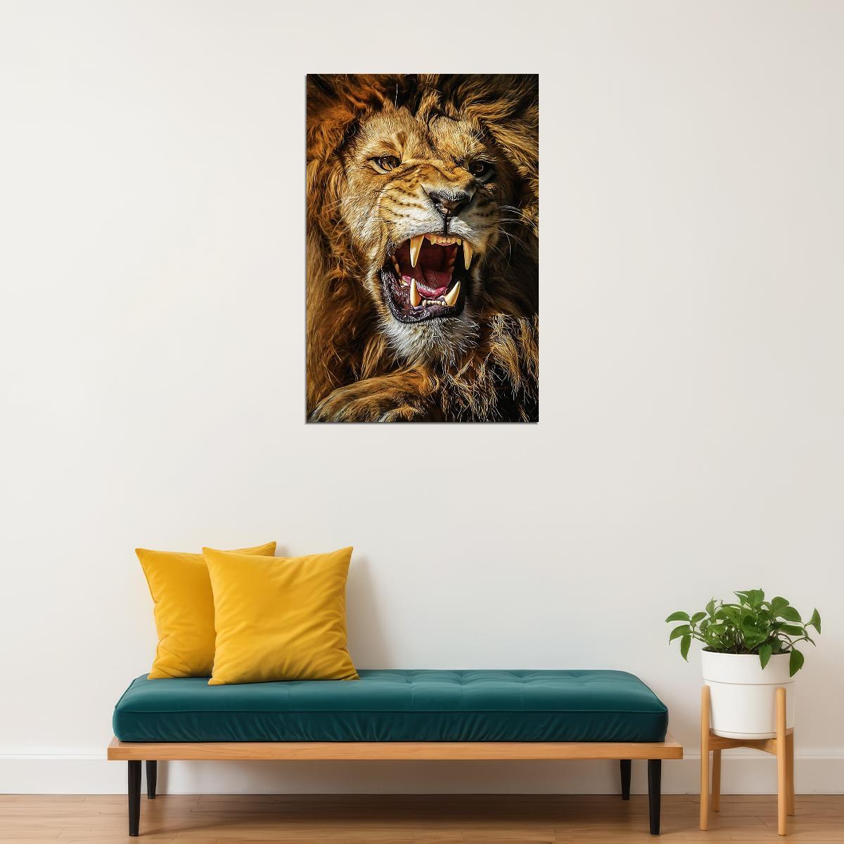 Lion Roar Dangerous Nature Untamed Cat Poster Wall Art Print Home Wall Decor - xonomax
