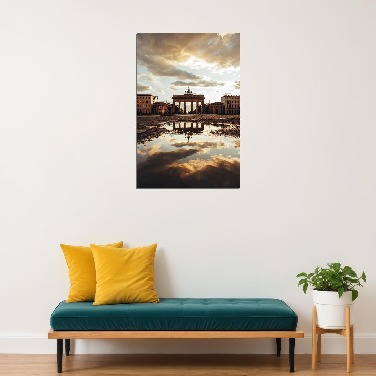 Brandenburg Gate Berlin On Rainy Day Poster Wall Art Print Home Wall Decor - xonomax