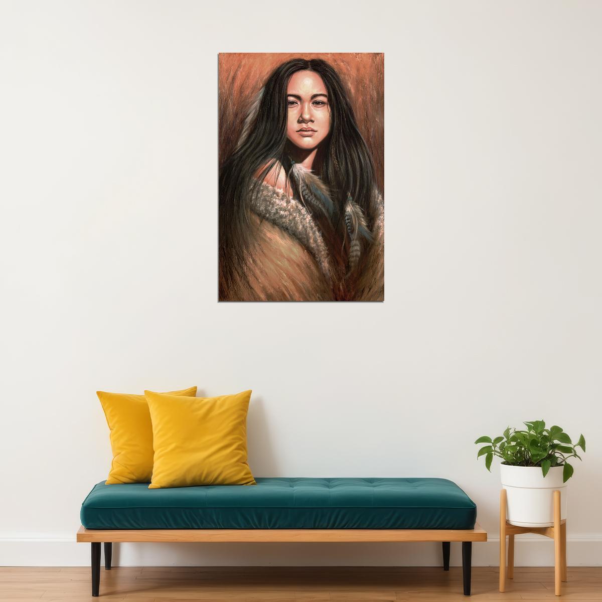 Modern Native American Women Poster Wall Art Print Home Wall Decor