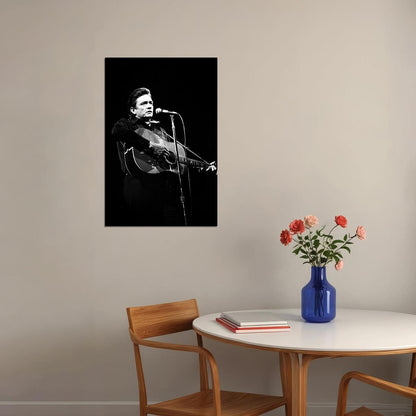 Johnny Cash Giving A Concert Guitarist Poster Wall Art Print Home Wall Decor