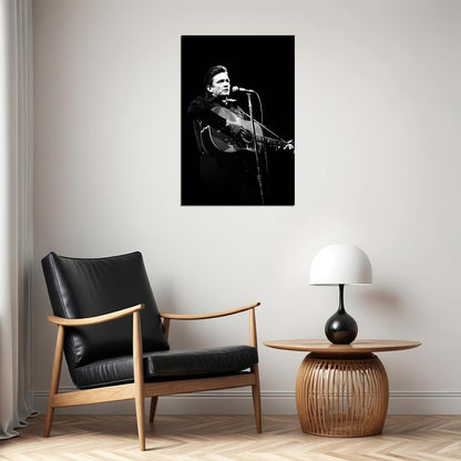 Johnny Cash Giving A Concert Guitarist Poster Wall Art Print Home Wall Decor