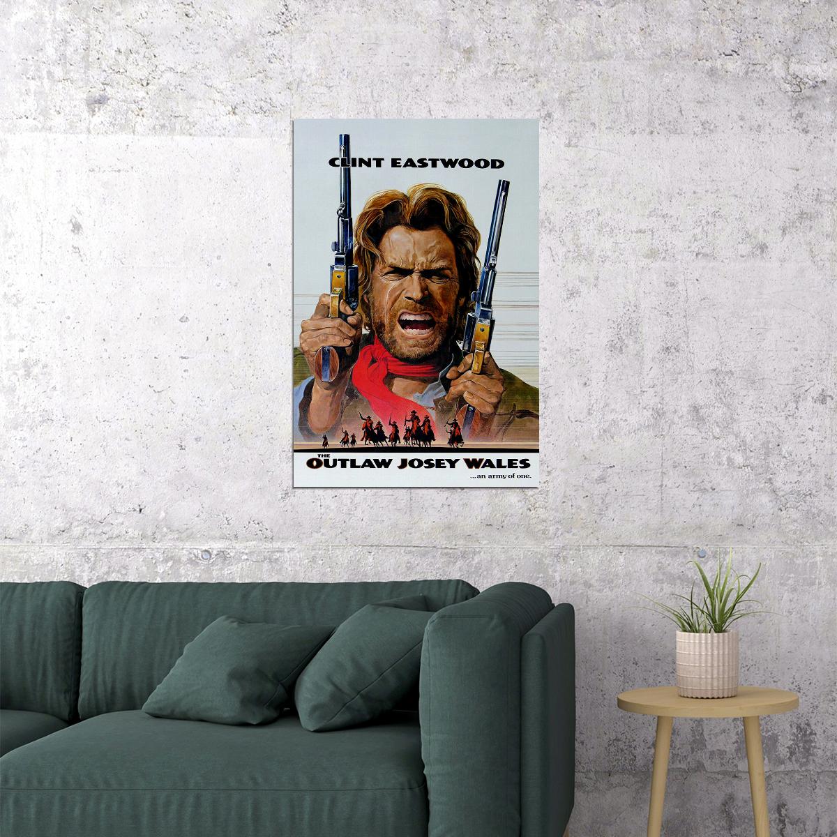 Clint Eastwood In The Outlaw Josey Wales Movie Poster Wall Art Print Home Wall Decor