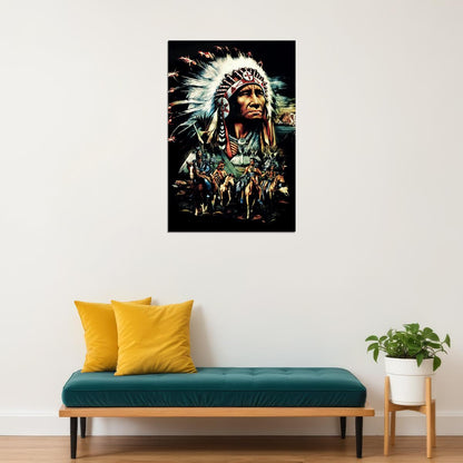 Native American Drawing Poster Wall Art Print Home Wall Decor