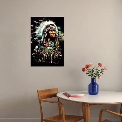 Native American Drawing Poster Wall Art Print Home Wall Decor