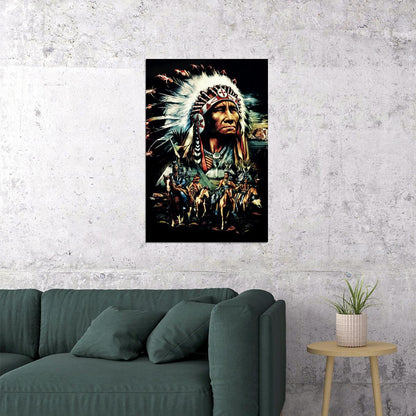 Native American Drawing Poster Wall Art Print Home Wall Decor