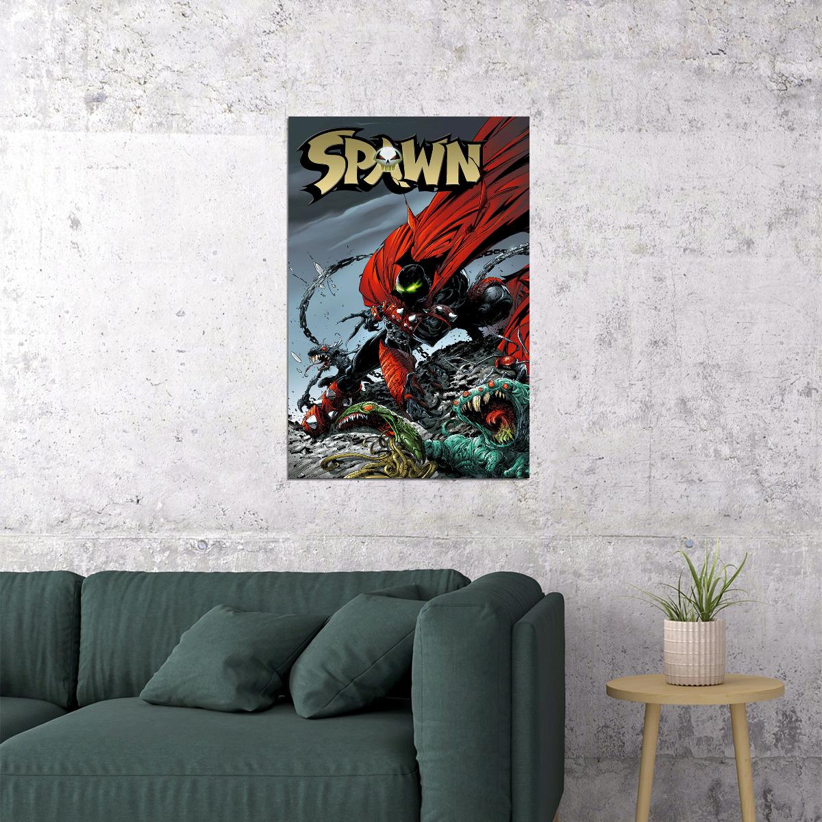 Spawn Comic Book Cover Demon Skull Red Poster Wall Art Print Home Wall Decor