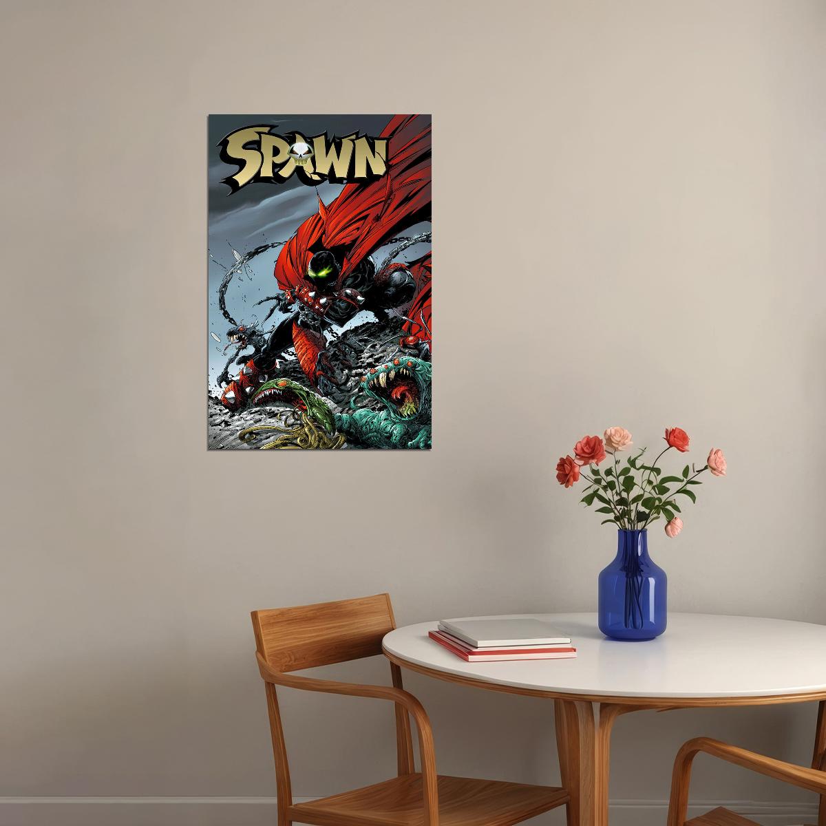 Spawn Comic Book Cover Demon Skull Red Poster Wall Art Print Home Wall Decor