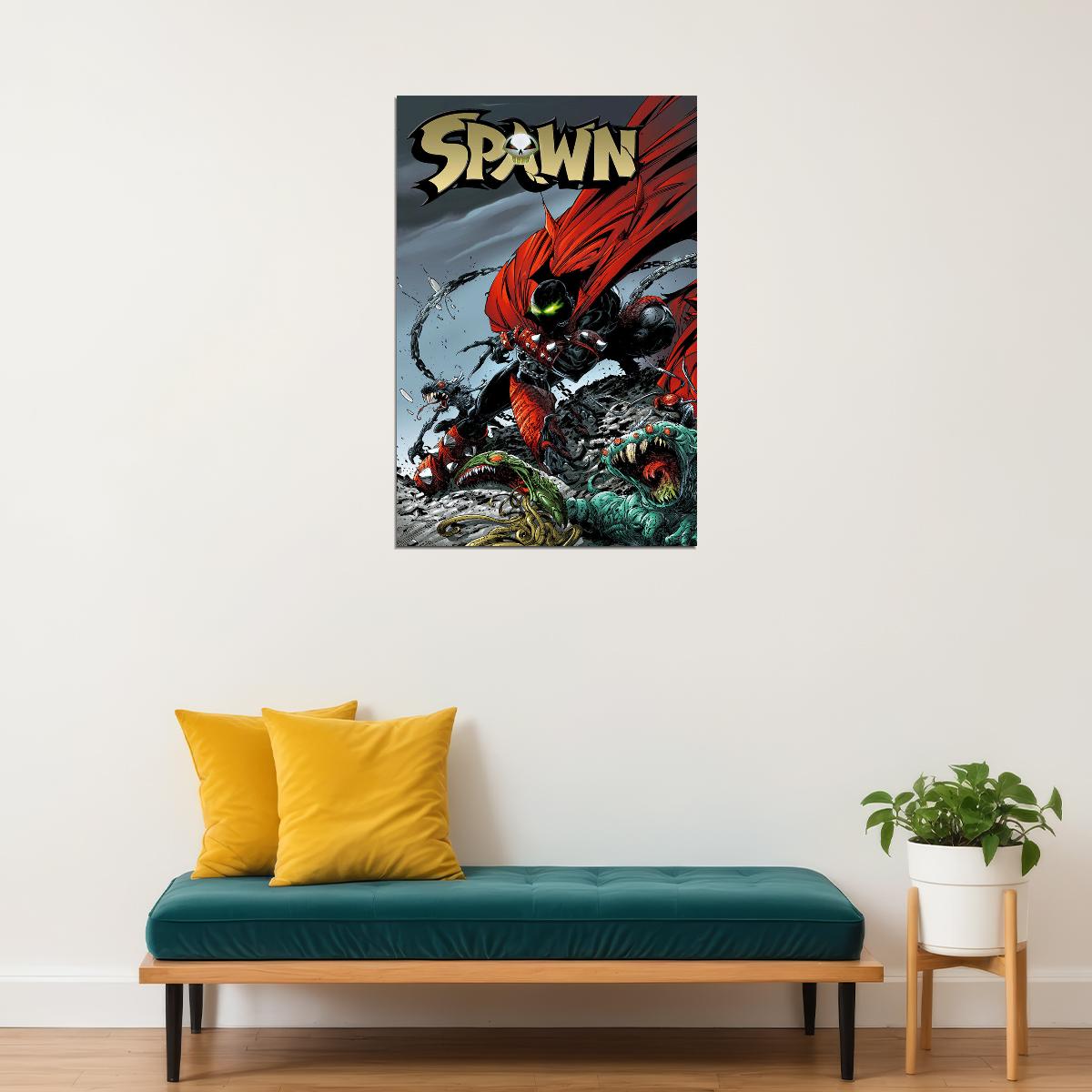 Spawn Comic Book Cover Demon Skull Red Poster Wall Art Print Home Wall Decor