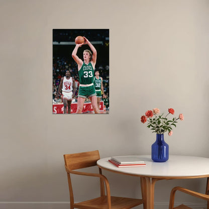 Larry Bird Dribbling Boston Basketball Poster Wall Art Print Home Wall Decor