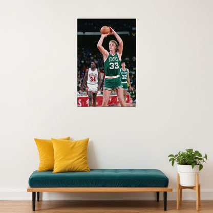 Larry Bird Dribbling Boston Basketball Poster Wall Art Print Home Wall Decor