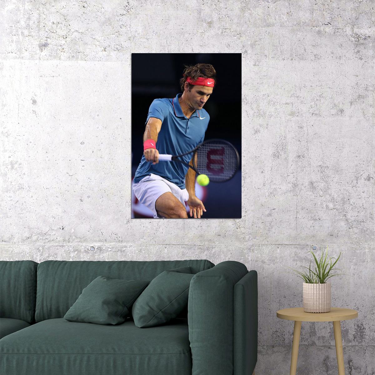 Roger Federer Great Tennis Player Backhand Poster Wall Art Print Home Wall Decor