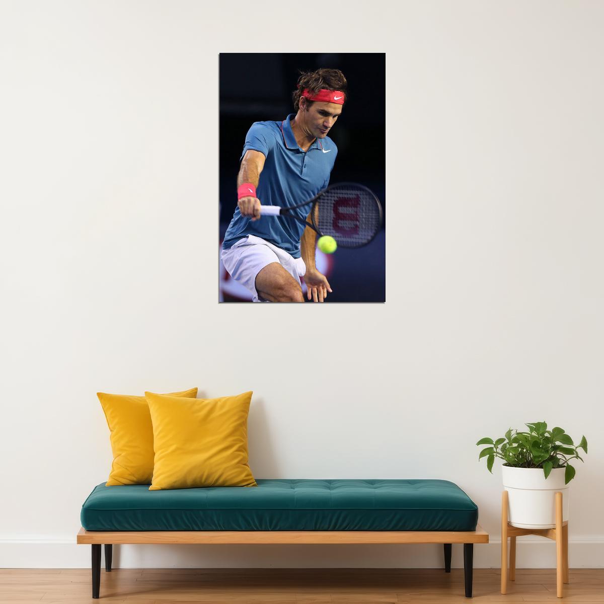 Roger Federer Great Tennis Player Backhand Poster Wall Art Print Home Wall Decor