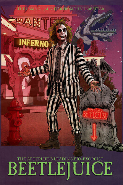 Beetlejuice 1988 Movie Tim Burton Poster Wall Art Print Home Wall Decor