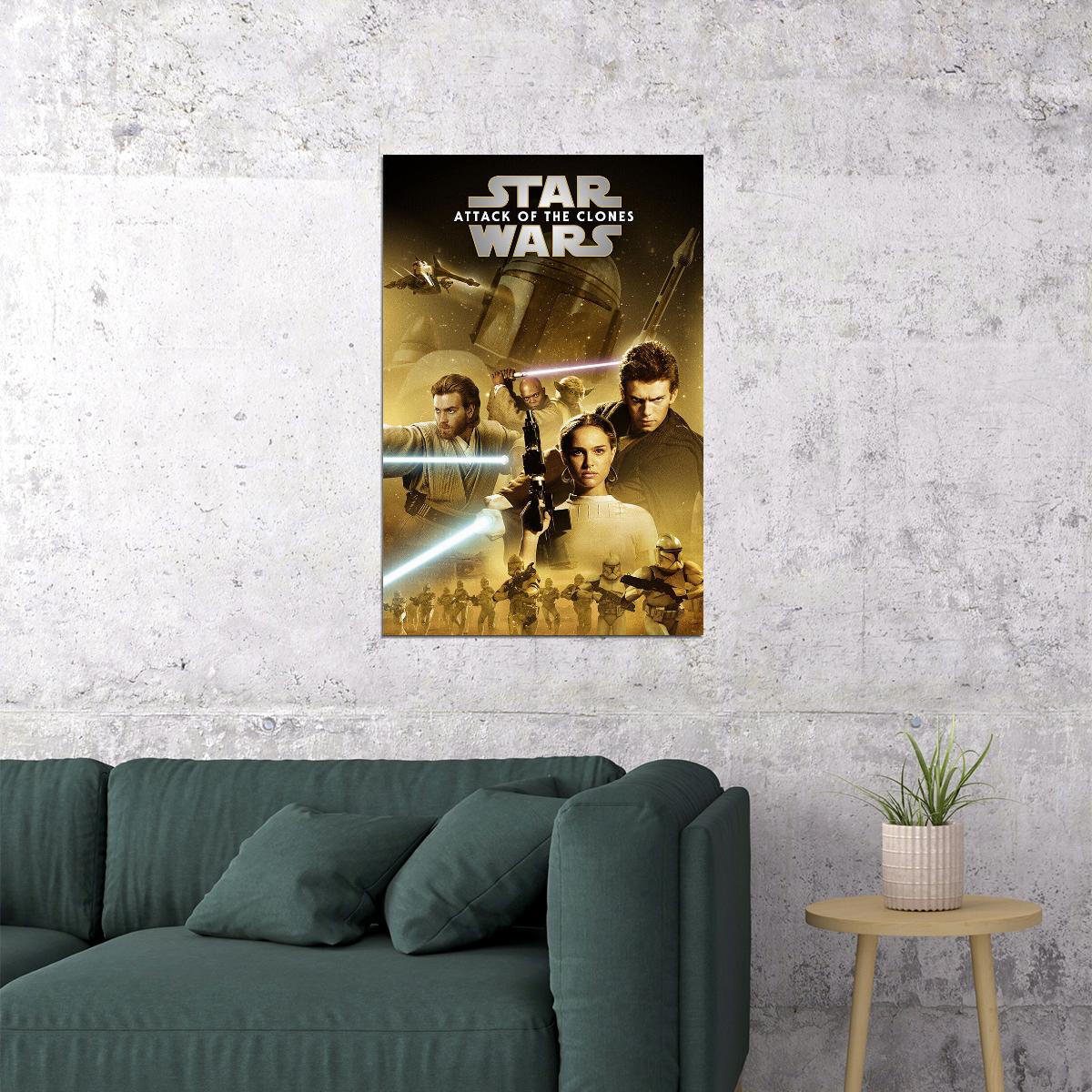 Star Wars Ii Attack Of The Clones 2002 Movie Poster Wall Art Print Home Wall Decor