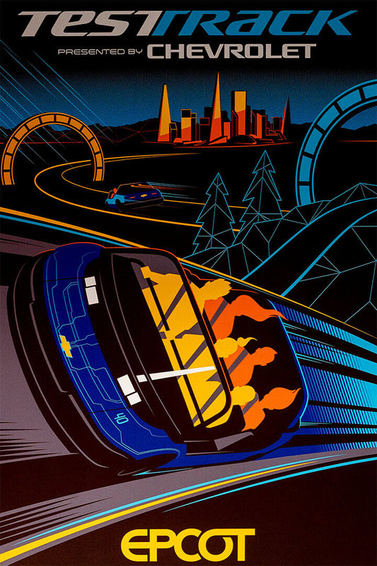 Epcot Center Attraction Test Track Poster Wall Art Print Home Wall Decor